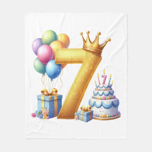 ７歳の誕生日おめでとう フリースブランケット (正面)