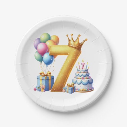 ７歳の誕生日おめでとう ペーパープレート (正面)