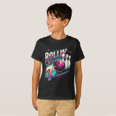 7歳の誕生日おめでとう ボウリングパーティー Tシャツ (正面フル)