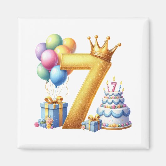 ７歳の誕生日おめでとう マグネット (正面)