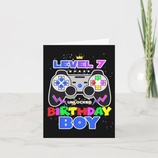 7歳の誕生日おめでとう!レベル7到達のゲーマー男子 カード (正面)