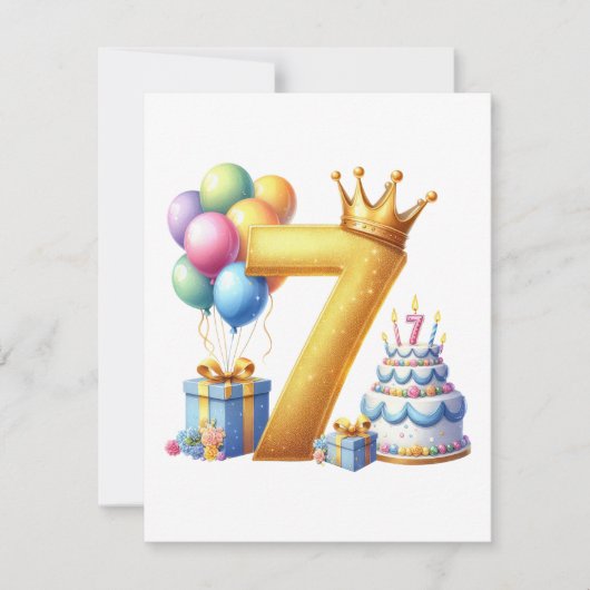 ７歳の誕生日おめでとう 招待状 (正面)