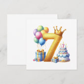 ７歳の誕生日おめでとう 招待状 (正面/裏面)
