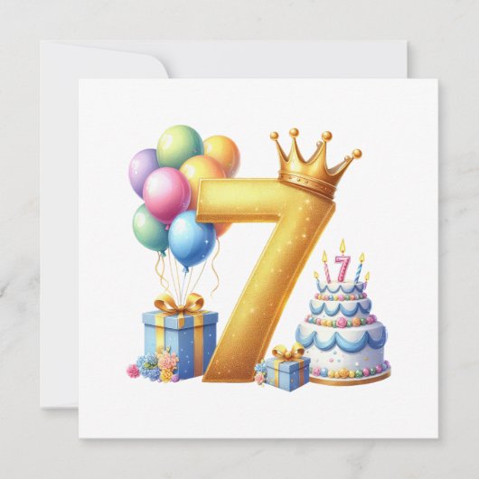 ７歳の誕生日おめでとう 招待状 (正面)