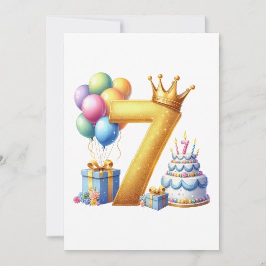 7歳の誕生日おめでとう 招待状 (正面)