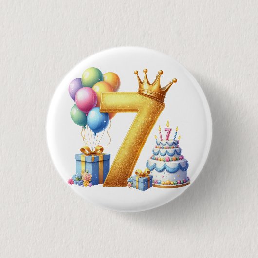 7歳の誕生日おめでとう 缶バッジ (正面)