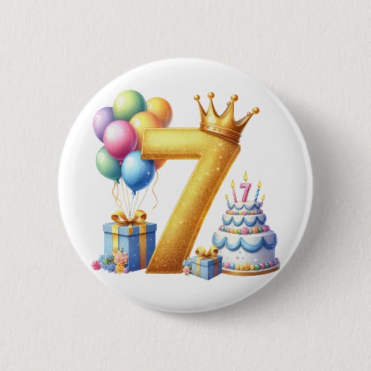 7歳の誕生日おめでとう 缶バッジ (正面)