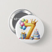 7歳の誕生日おめでとう 缶バッジ (正面&裏面)
