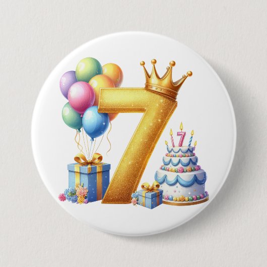 7歳の誕生日おめでとう 缶バッジ (正面)