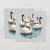 ７羽のスワンが泳ぐ　切り抜きステンシルスタイル１ 招待状 (正面/裏面)