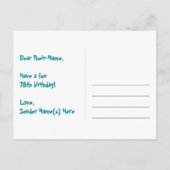 ７８歳の誕生日おめでとう：楽しいスターパターン、虹７８、名前 ポストカード (裏面)