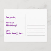 ７８歳の誕生日 – 楽しい花火模様＋虹７８ ポストカード (裏面)