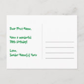 79歳の誕生日おめでとう:楽しいスター柄、虹79、名前 ポストカード (裏面)