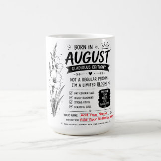 8月に生まれた人のブラック&ホワイト 誕生日ユーモア コーヒーマグカップ