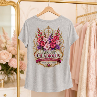８月のグラジオラス 華麗なる輝きと栄光の誕生の流れ トライブレンドＴシャツ