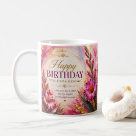 8月誕生花グラジオラスの誕生日おめでとうマグカップ コーヒーマグカップ