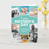 ８枚の写真の コラージュ  ティール  ハッピー マザーズ デー カード (黄色い花)