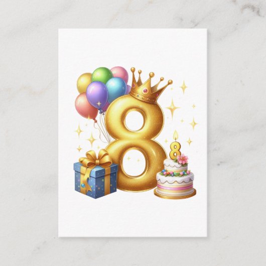 8歳の誕生日おめでとう エンクロージャーカード (正面)