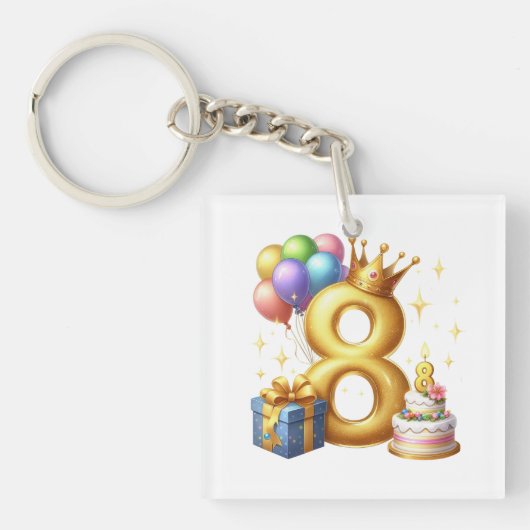 8歳の誕生日おめでとう キーホルダー (正面)