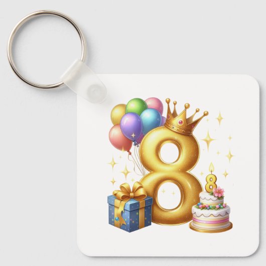 ８歳の誕生日おめでとう キーホルダー (正面)