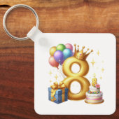 ８歳の誕生日おめでとう キーホルダー (正面)