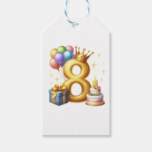 8歳の誕生日おめでとう ギフトタグ (正面)