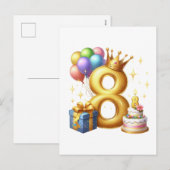 8歳の誕生日おめでとう シーズンポストカード (正面/裏面)