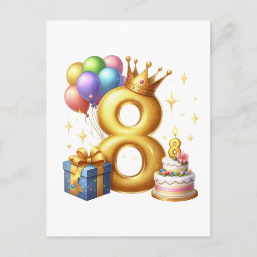 8歳の誕生日おめでとう シーズンポストカード (正面)