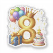 8歳の誕生日おめでとう シール (正面)