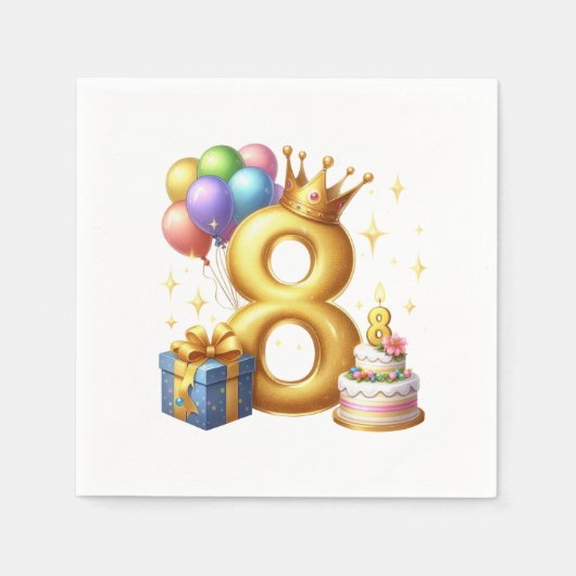 ８歳の誕生日おめでとう スタンダードカクテルナプキン (正面)