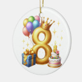8歳の誕生日おめでとう セラミックオーナメント (左)