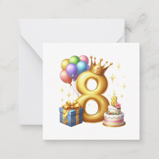 8歳の誕生日おめでとう ノートカード (正面)
