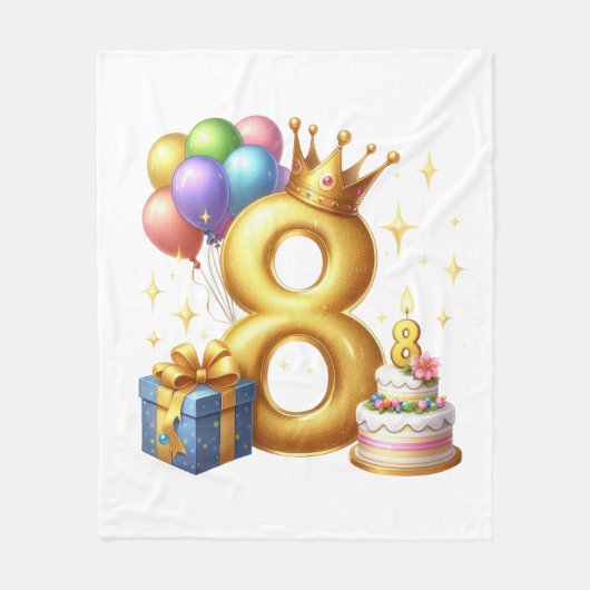 8歳の誕生日おめでとう フリースブランケット (正面)