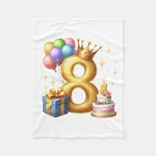 8歳の誕生日おめでとう フリースブランケット (正面)