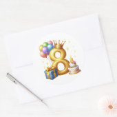 8歳の誕生日おめでとう ラウンドシール (封筒)