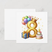 8歳の誕生日おめでとう 招待状 (正面/裏面)