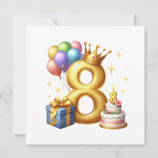 8歳の誕生日おめでとう 招待状 (正面)
