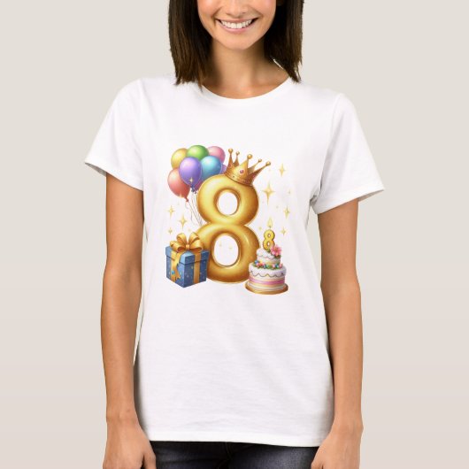8歳の誕生日おめでとう Tシャツ (正面)