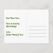 8歳の誕生日 –楽しい花火模様+虹8 ポストカード (裏面)