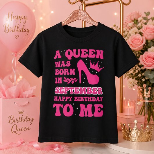 9月の誕生日ガール ピンクのプリンセス クイーン ギフト Tシャツ