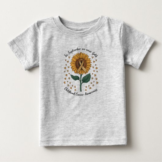９月はゴールドで児童がんの啓発 ベビーTシャツ (正面)