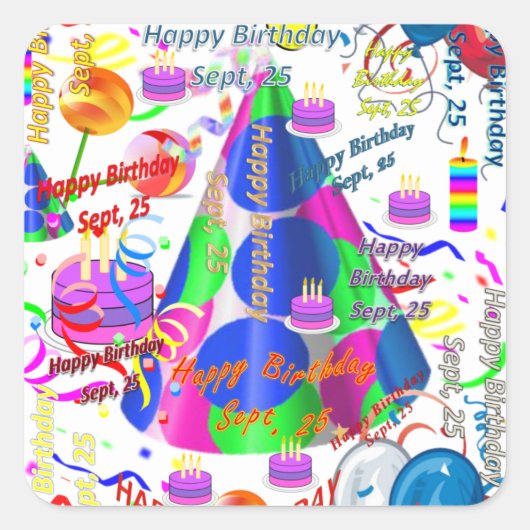 9月25日 子供の誕生日ステッカー スクエアシール (正面)