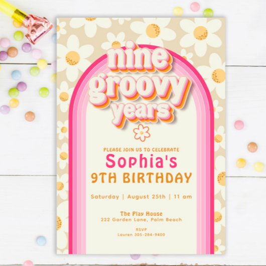 ９歳の誕生日おめでとう！ダイジーレインボーな９年間の軌跡 招待状