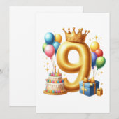 9歳の誕生日おめでとう 招待状 (正面/裏面)