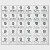 9歳の誕生日:アールデコ調の「9」+お名前 ラッピングペーパー (フラット)