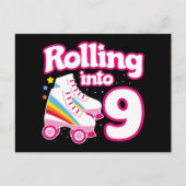 ９歳の誕生日 ローラースケートでお祝い ９歳のスケート ポストカード (正面)
