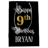 ９歳の誕生日 ～ 華麗なスクリプト; 偽の金の輝き; 名前 ミディアムペーパーバッグ (正面)