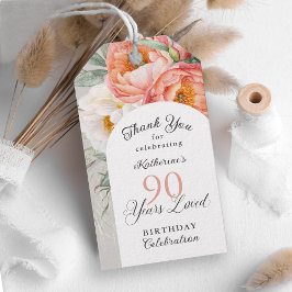 90年愛され続けたフェミニンな花々の90歳誕生日 ギフトタグ
