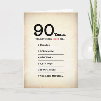 ９０年間愛されてきたあなたへ、お誕生日おめでとう カード