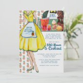 ＢＢＱ カップル ウェディング シャワー | ヴィンテージ カップル 招待状 (スタンド正面)